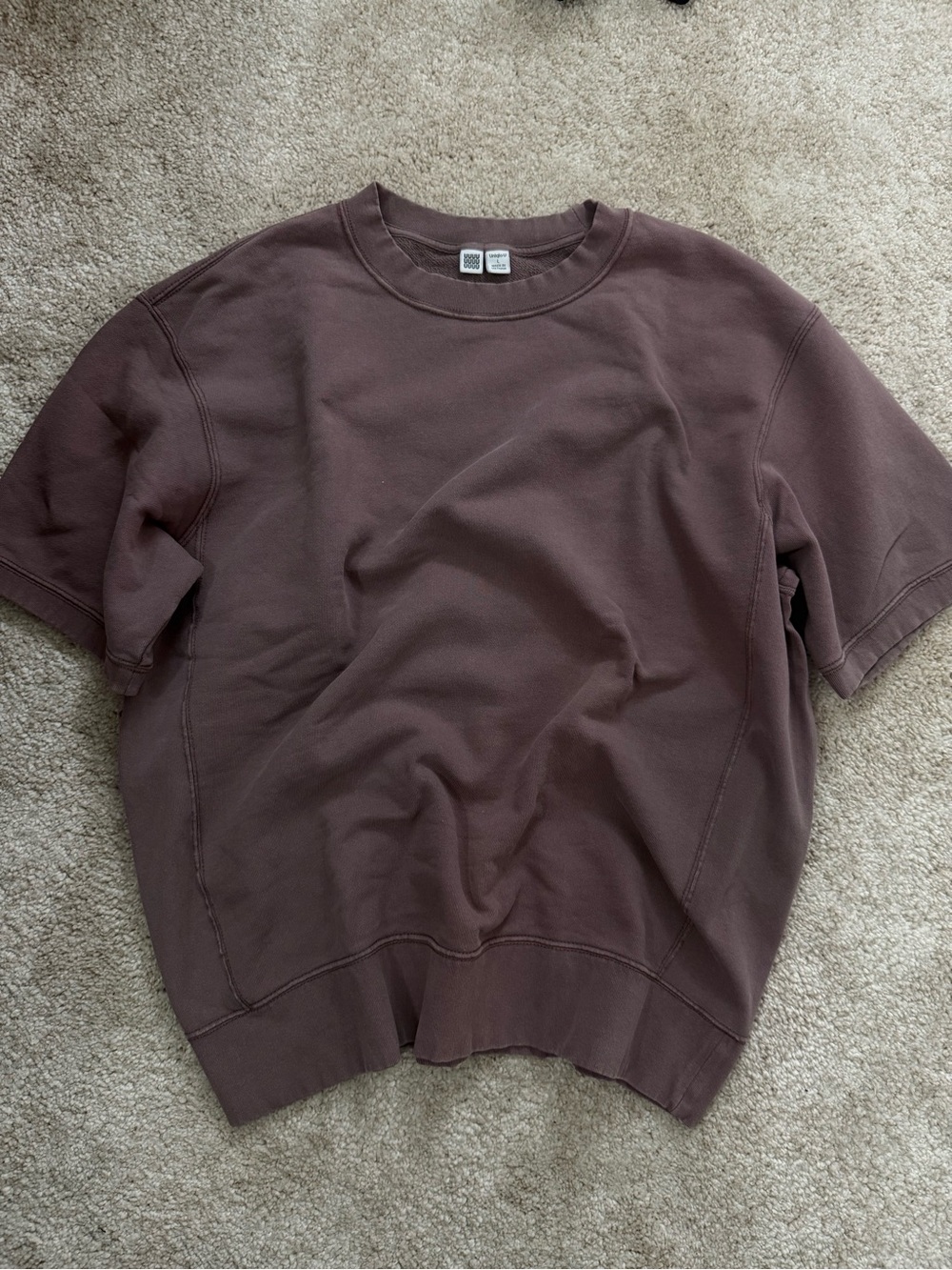 Uniqlo U Men's Crewneck Short-Sleeve Sweater in Dark Brown